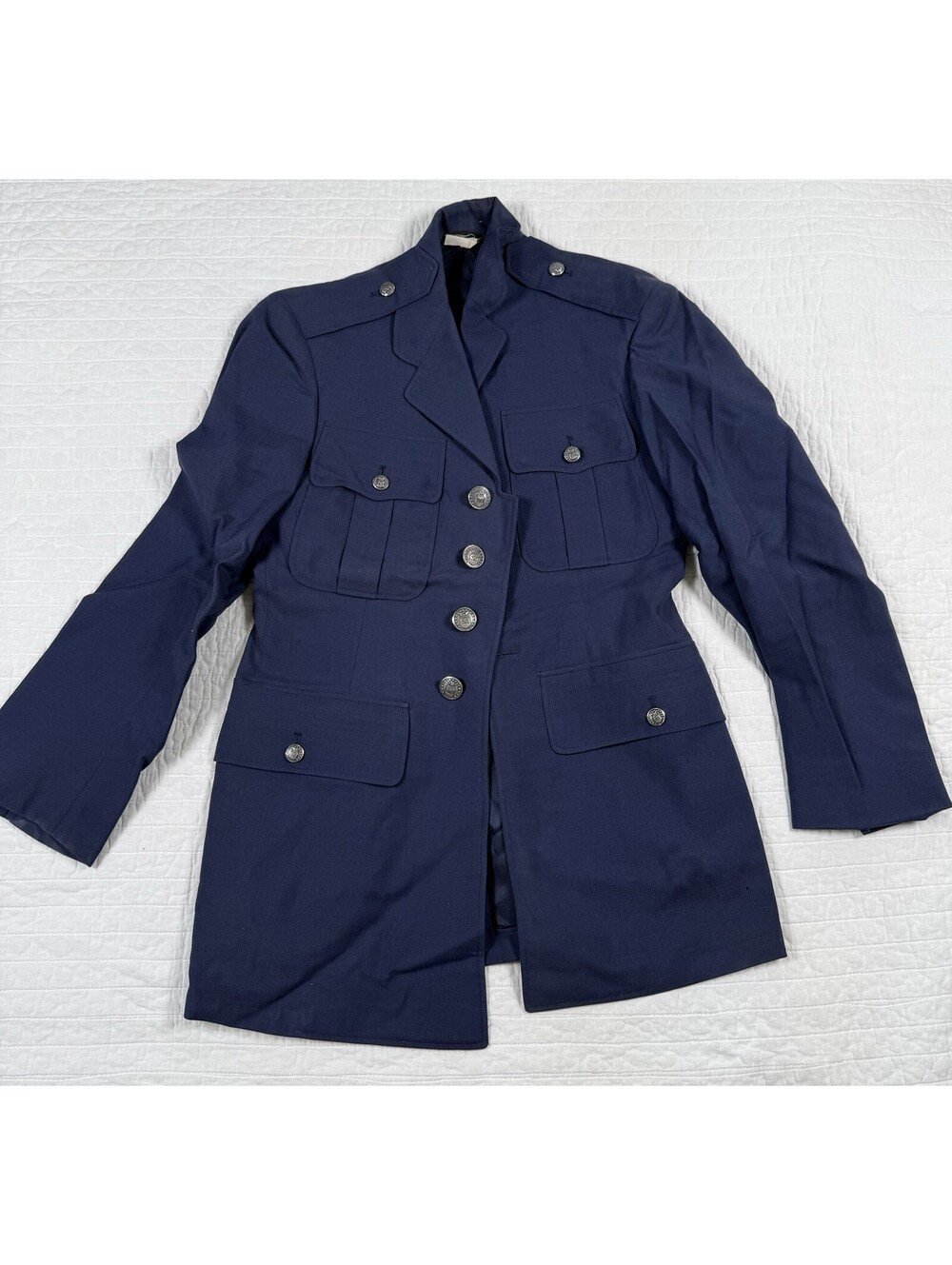 Vintage US Air Force Service Dress Coat 34S Blue Military Uniform Jacket 1970s